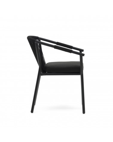 Xelida stackable garden chair in aluminium and black cord