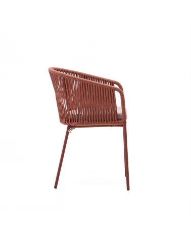 Yanet terracotta rope chair with galvanised steel legs