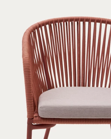 Yanet terracotta rope chair with galvanised steel legs