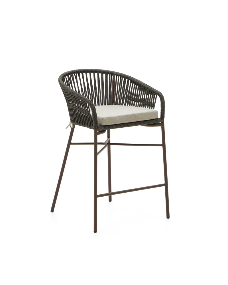 Yanet stool made from green cord and galvanised steel, height 65 cm