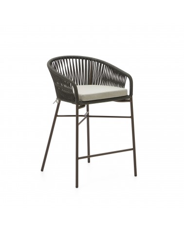 Yanet stool made from green cord and galvanised steel, height 65 cm