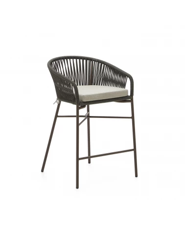 Yanet stool made from green cord and galvanised steel, height 65 cm