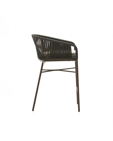 Yanet stool made from green cord and galvanised steel, height 65 cm