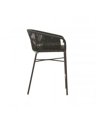 Yanet stool made from green cord and galvanised steel, height 65 cm