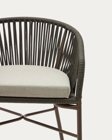 Yanet stool made from green cord and galvanised steel, height 65 cm