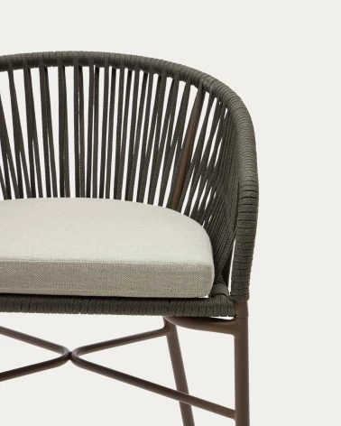 Yanet stool made from green cord and galvanised steel, height 65 cm