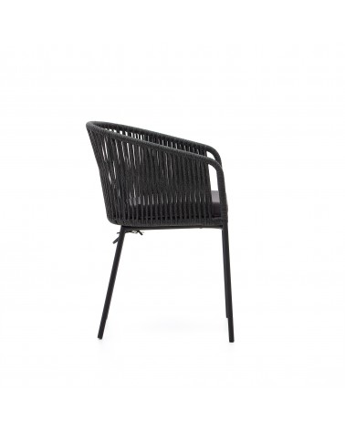 Yanet black rope chair with galvanised steel legs