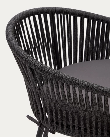 Yanet rope stool in black 65 cm in height
