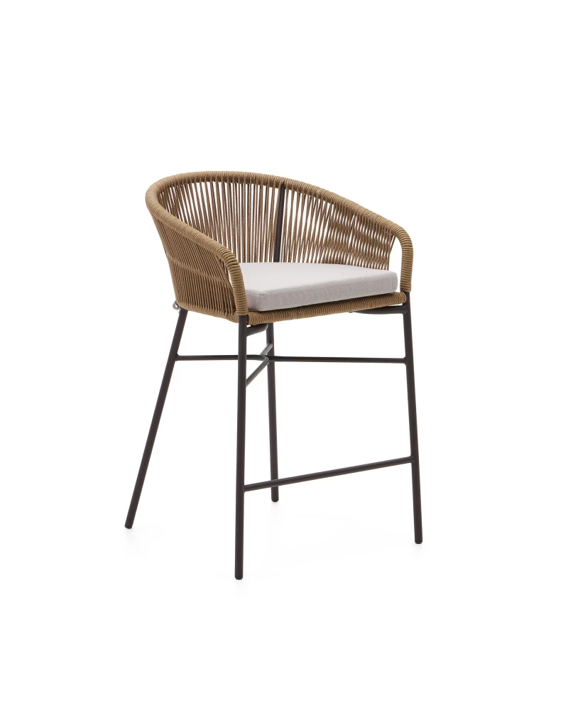 Yanet rope stool in beige 65 cm in height