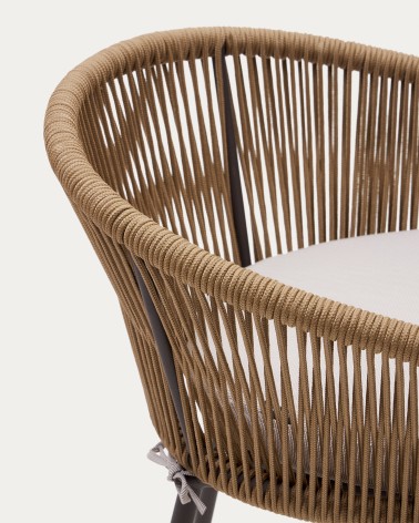 Yanet rope stool in beige 65 cm in height