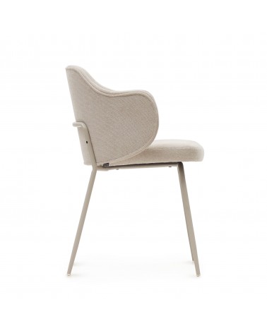 Yunia chair in beige with steel legs in a painted beige finish