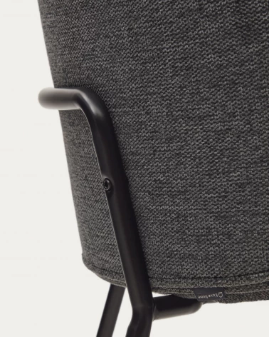 Yunia chair in dark grey with steel legs in a painted black finish