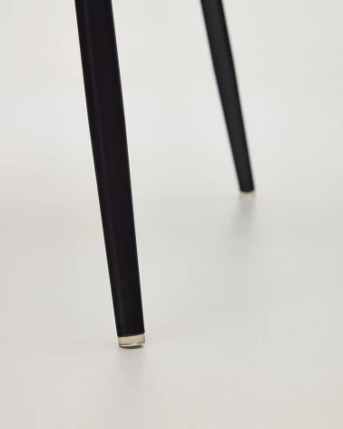 Yunia chair in dark grey with steel legs in a painted black finish