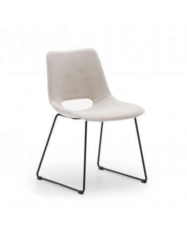 Zahara chair in beige with steel legs in a black finish