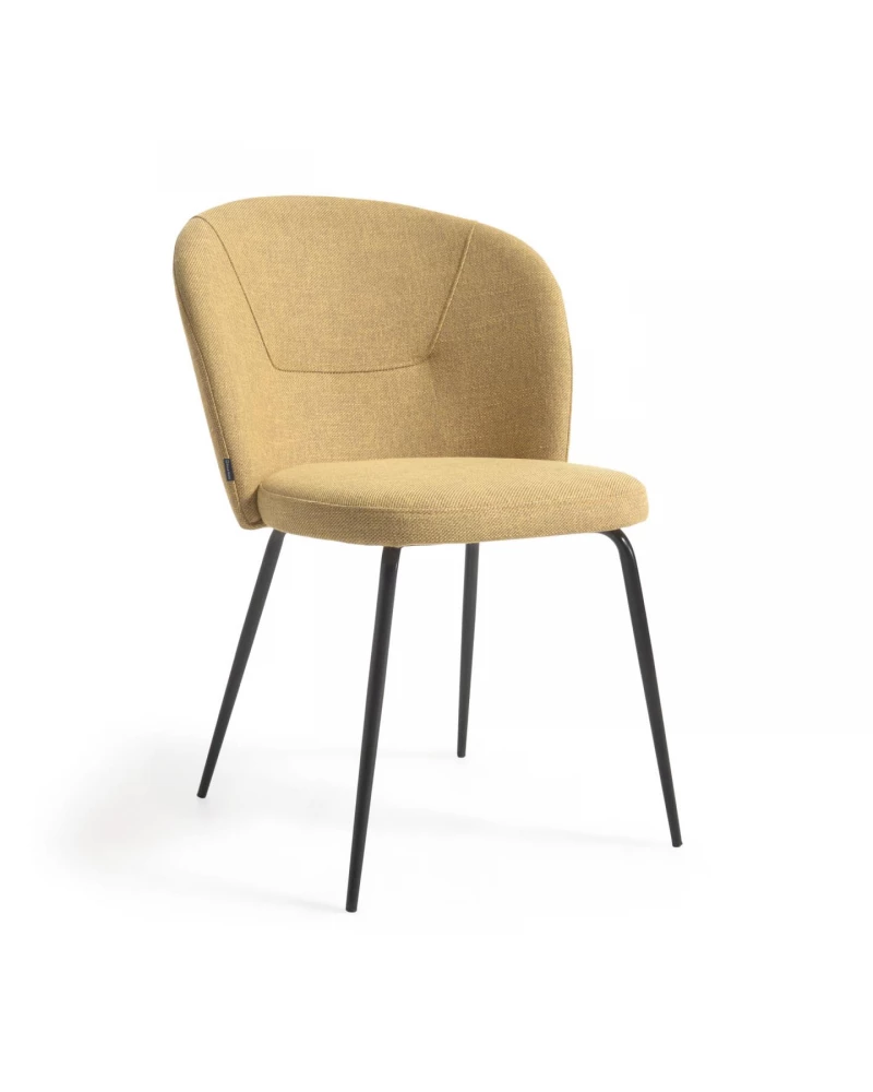 Anoha chair in mustard with metal with black finish