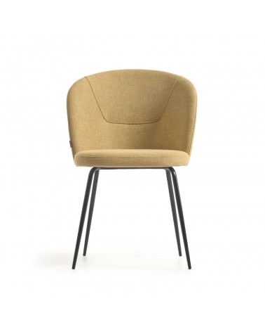 Anoha chair in mustard with metal with black finish