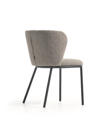 Ciselia chair with light grey shearling and black metal