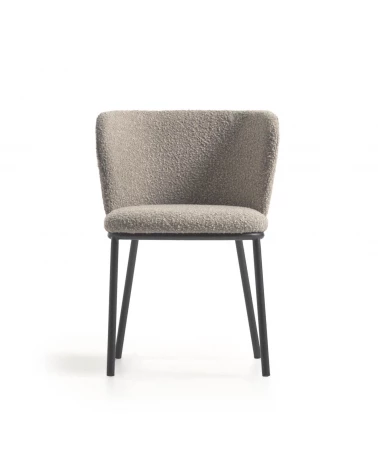 Ciselia chair with light grey shearling and black metal