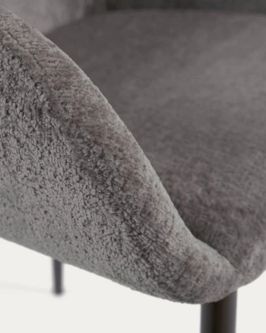 Konna chair in dark grey chenille with steel legs and painted black finish