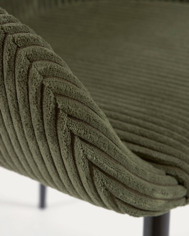Konna chair in dark green wide seam corduroy with steel legs and black painted finish