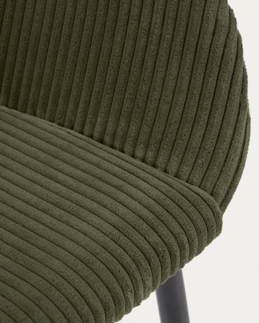 Konna chair in dark green wide seam corduroy with steel legs and black painted finish