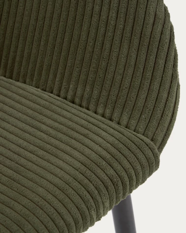Konna chair in dark green wide seam corduroy with steel legs and black painted finish
