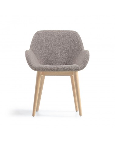 Konna chair in grey fleece with solid ash wood legs in a natural finish