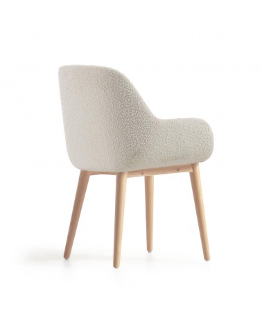 Konna chair in white fleece with solid ash wood legs in a natural finish