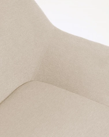 Konna chair in beige with solid ash wood legs in a dark finish