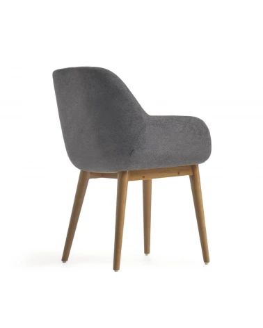 Konna chair in dark grey with solid ash wood legs in a dark finish