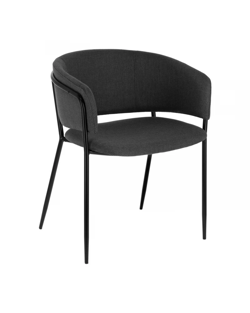 Runnie chair in dark grey with steel legs with black finish