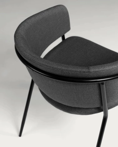 Runnie chair in dark grey with steel legs with black finish