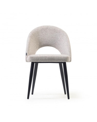 Beige Mael chair with steel legs with black finish
