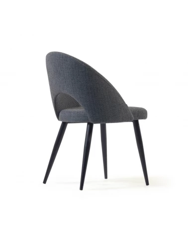 Dark grey Mael chair with steel legs with black finish