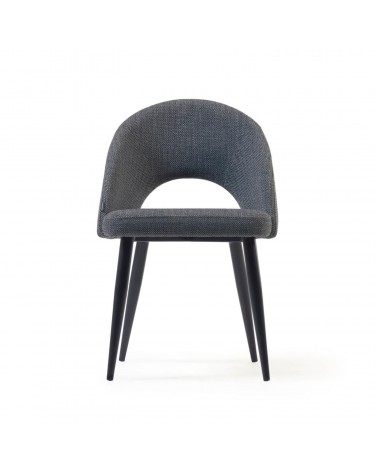 Dark grey Mael chair with steel legs with black finish