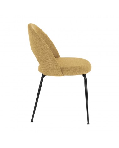 Mahalia dining chair in mustard with steel legs, with a black painted finish.