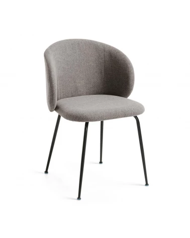 Minna light grey chair with steel legs with black finish