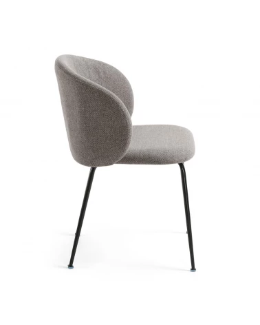 Minna light grey chair with steel legs with black finish