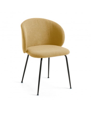 Minna mustard chair with steel legs with black finish