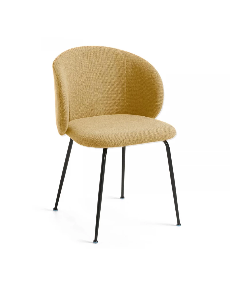 Minna mustard chair with steel legs with black finish