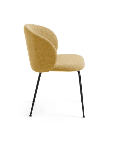Minna mustard chair with steel legs with black finish