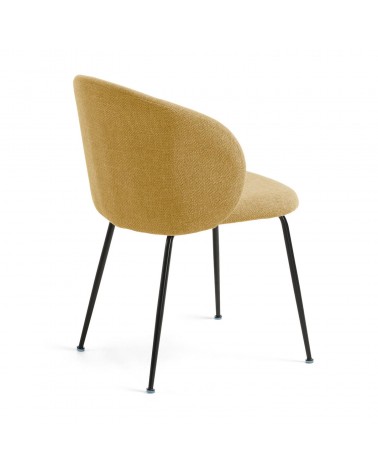 Minna mustard chair with steel legs with black finish