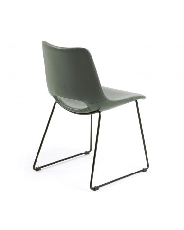 Zahara green chair with steel legs with black finish