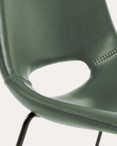 Zahara green chair with steel legs with black finish