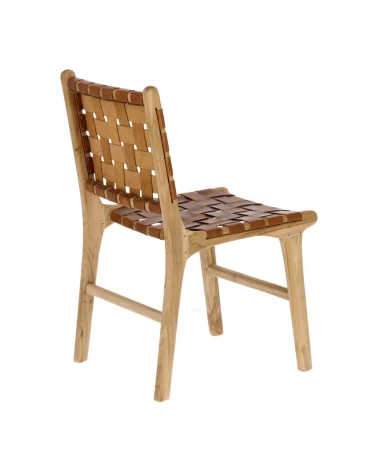 Calixta chair in leather and solid teak