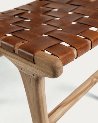 Calixta chair in leather and solid teak