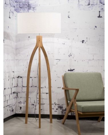 Stojaca lampa s  ľanovým tienidlom a bambusovými nohami Good&Mojo LAAV 82