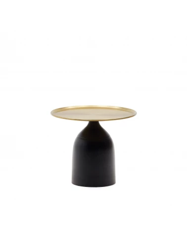 Liuva round side table in gold metal and matte black finish, Ă 52 cm