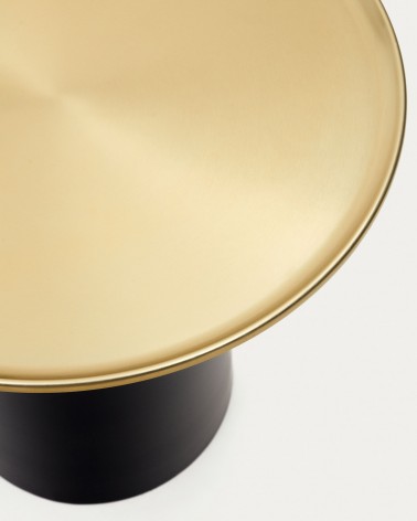 Liuva round side table in gold metal and matte black finish, Ă 52 cm