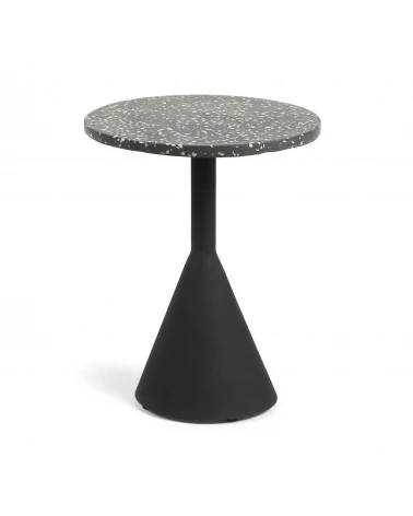 Delano black terrazzo side table with steel legs in a black finish, Ă 40 cm